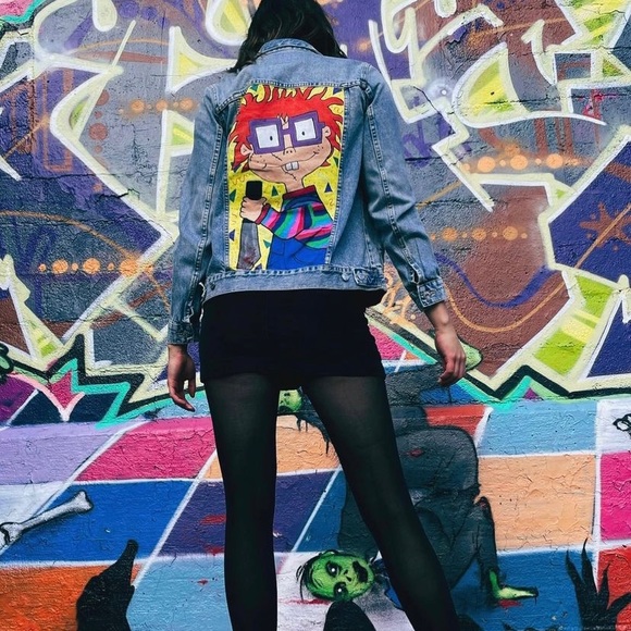 Hand-painted Chucky crossover Jean jacket - Picture 1 of 4